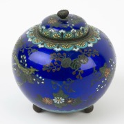 Antique Japanese cloisonne vase with lid, Meiji period, 19th century, ​​​​​​​12cm high - 2