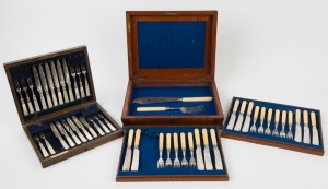 Assorted antique cutlery in two canteens (incomplete sets), 19th/20th century