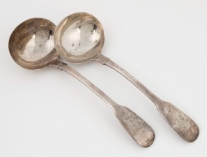 A pair of antique sterling silver ladles by George William Adams of London, circa 1854, 17.5cm long, 112 grams total