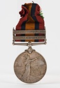 The QUEEN'S SOUTH AFRICA MEDAL with clasps for CAPE COLONY and ORANGE FREE STATE; named to 12967 SGT J.W. CURRAN, 39TH BTY., R.F.A. Sergeant Curran was severely wounded at Tafel Kop on the 20th December 1901.