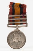 The QUEEN'S SOUTH AFRICA MEDAL with clasps for CAPE COLONY, ORANGE FREE STATE, and TRANSVAAL; named to 5448 PTE. F. HARRIS, 2ND RL: BERKS: REGT.  - 2