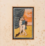 A pair of antique Indian erotic paintings, 19th/20th century, the larger 11.7.5cm, 25 x 21cm overall - 3