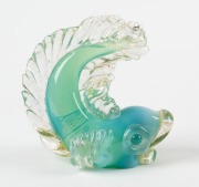 FLAVIO POLI early blue Murano glass fish statue with gold inclusions, 8.5cm high - 2