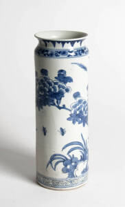 A Chinese blue and white sleeve vase, Transitional, 17th century. 27.5cm high