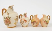 ROYAL WORCESTER group of four assorted antique English porcelain jugs, 19th century, factory marks to the bases, the largest 20cm high