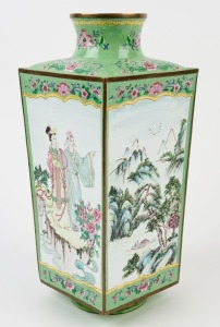 A Peking enamel square form vase, 20th century, 37cm high