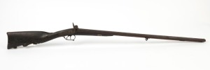 An antique muzzle load percussion cap fowler with ornately carved stock, 19th century, 117cm long