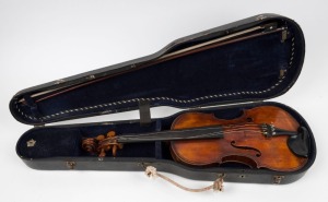 An antique violin in case, 19th century,