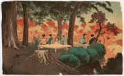 Five unframed Japanese woodblock prints, ​​​​​​​the largest 36 x 54cm - 4