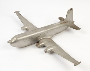 A vintage cast metal model plane, titled "LABSKI SHUTTLE", mid 20th century, ​​​​​​​54cm long, 73cm wingspan