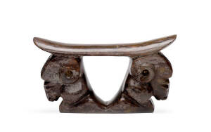 Antique Chinese carved jade head rest in the form of 2 rams. Height 14cm, width 25.5cm