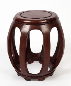 A Chinese rosewood drum stool, 20th century, 44cm high.