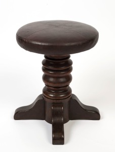 A vintage stool with turned timber column, 49cm high.