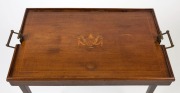 STEWART DAWSON & CO. antique butlers table in the Sheraton Revival manner, circa 1900, with folding transit base, 60cm high, 77cm wide, 44cm deep - 2