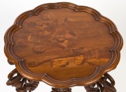 A French marquetry topped side table with carved base, 20th century, ​​​​​​​78cm high, 55cm across - 2