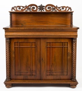 An antique Anglo-Indian rosewood chiffonier, 19th century, 140cm high, 113cm wide, 47cm deep
