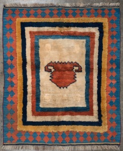 A hand-woven North Indian rug, 150cm x 122cm.