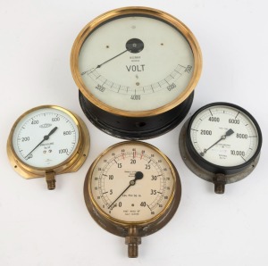 Four assorted antique and vintage gauges, 19th/20th century, ​​​​​​​the largest 29cm diameter