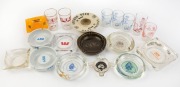 BANKING group of assorted branded ashtrays and glasses, 20th century, (20 items)