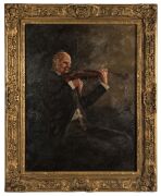 LIVINGSTON HOPKINS (U.S.A.1846-1927), the violinist, oil on canvas, signed lower left "Hopkins, 1887", ​​​​​​​60 x 45cm, 75 x 61cm overall