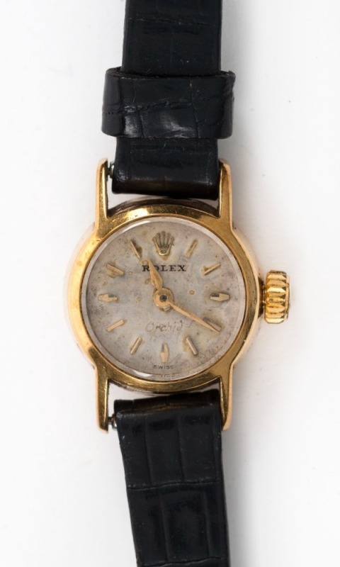 ROLEX lady's wristwatch in 18ct solid gold case with baton numerals