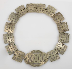 An antique silver plated belt, 19th century, 65cm long
