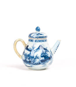 A Chinese blue and white teapot, Kangxi 1662-1722, and a Yixing teapot, impressed mark, 12cm and 6.5cm high
