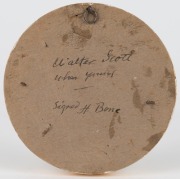 H. BONE (British), Walter Scott When Young, oil on card, signed lower right "H. Bone", ​​​​​​​signed and titled verso, 6cm diameter, 11cm diameter overall - 2