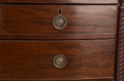 A William IV antique Scottish mahogany bow front chest of five graduated drawers with full length quilled columns on finely turned feet, circa 1835, 117cm high, 119cm wide, 51cm deep - 2