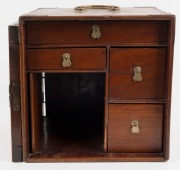 An antique Chinese elm travelling box fitted with drawers and compartments, Qing Dynasty, 19th century, ​​​​​​​32cm high, 32cm wide, 31cm deep - 2