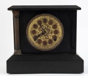 An oak cased wall clock with three train movement; a Sessions antique American mantel clock, and an English wall barometer, (3 items), the wall clock 81cm high - 3