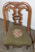 A set of four antique carved walnut salon chairs with French cabriole legs and green floral tapestry upholstery, mid 19th century, 82cm high - 5