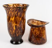 Two tartaruga turtle shell glass vases, 20th century, ​​​​​​​32cm and 19cm high