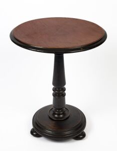 A vintage circular wine table with turned column, 20th century, 75cm high, 59cm diameter. 