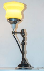 An industrial style table lamp with glass shade, 20th century, ​​​​​​​47cm high