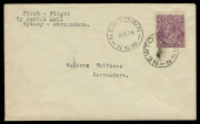 Aerophilately & Flight Covers: 7 June 1924 (AAMC.72a) Sydney - Adelaide intermediate, flown Sydney - Narrandera with KGV 4&frac12;d tied by 'NEWTOWN/4JE24/NSW' cds, very fine, Cat $550+.&nbsp;