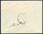 Aerophilately & Flight Covers: 7 Nov.1936 (AAMC.645) Darwin - Longreach flown cover, carried and signed (on reverse) by L.E.Clark in his Percival Gull. This was a short internal leg on his epic journey from England to New Zealand via Australia. Only 8 cov - 2