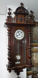 GUSTAV BECKER spring driven Vienna regulator wall clock in walnut case, late 19th century, 97cm high