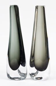 ORREFORS pair of Swedish grey sommerso blade vases, both engraved "Orrefors", 23.5cm high.
