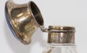 A Russian silver and enamel salt pot, a sterling silver pill box, and three assorted silver mounted vanity jars and bottles, 19th and 20th century, (5 items), ​​​​​​​the largest 13.5cm high - 6