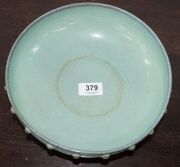 An antique Chinese bowl with turquoise glaze on three feet, in the Ming style, ​​​​​​​10cm high, 24cm diameter - 11