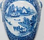 A Chinese ornate blue and white porcelain vase, adorned with vignettes of water scenes, landscapes, birds and blossoms, Guan Xu mark to base, 19th/20th century, 35cm high - 8