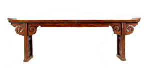 A long Chinese elm altar table, late Qing Dynasty, 19th century