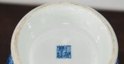 A Chinese ornate blue and white porcelain vase, adorned with vignettes of water scenes, landscapes, birds and blossoms, Guan Xu mark to base, 19th/20th century, 35cm high - 21