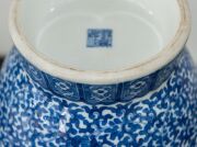 A Chinese ornate blue and white porcelain vase, adorned with vignettes of water scenes, landscapes, birds and blossoms, Guan Xu mark to base, 19th/20th century, 35cm high - 23