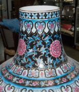 A Chinese porcelain vase decorated with peonies and birds, on carved wooden stand, late 20th century, ​​​​​​​45cm high - 5