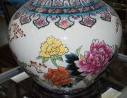 A Chinese porcelain vase decorated with peonies and birds, on carved wooden stand, late 20th century, ​​​​​​​45cm high - 7