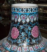 A Chinese porcelain vase decorated with peonies and birds, on carved wooden stand, late 20th century, ​​​​​​​45cm high - 9