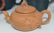 Xizheng ware group of seven assorted Chinese pottery teapots, together with 4 blue cups, (11 items) the largest 11cm high - 9