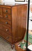 A fine antique Scottish chest of seven drawers, mahogany with ebony string inlay and satinwood cross-banding with original horn and mother of pearl inlaid knobs, original separate base with turned feet, circa 1830, 123cm high, 125cm wide, 57cm deep - 6
